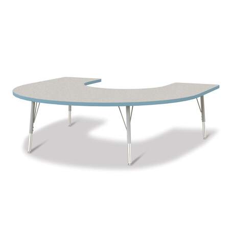 Jonti-Craft Berries Horseshoe Activity Table, 66 in. x 60 in., E-height, Freckled Gray/Coastal Blue/Gray 6445JCE131